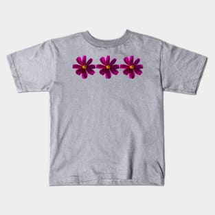 Three Dark Pink Cosmos Flowers Floral Photo Kids T-Shirt